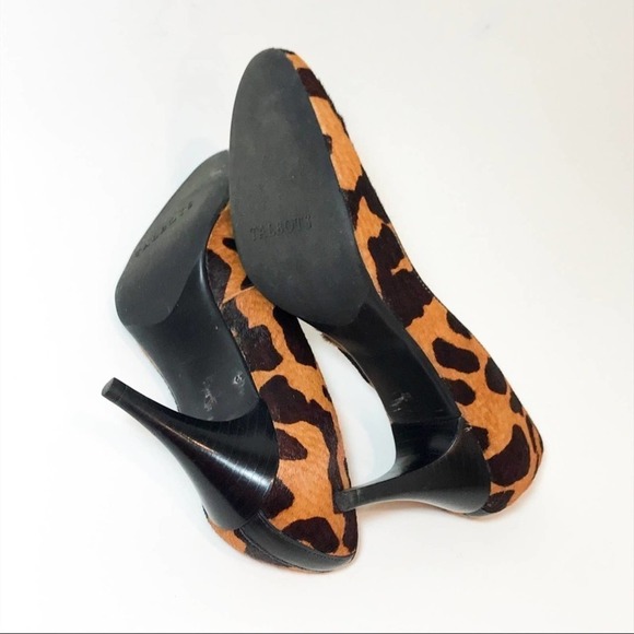 Talbots Brown Calf Hair Animal Print Leather Heels 6 - Picture 7 of 8
